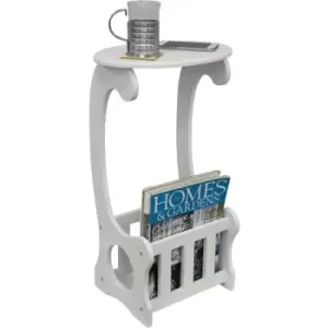 Watsons - scroll - Side / End / Bedside Table with Magazine / Book Storage Rack - White - White