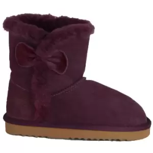 Eastern Counties Leather Childrens/Kids Coco Bow Detail Sheepskin Boots (6 Child UK) (Purple)