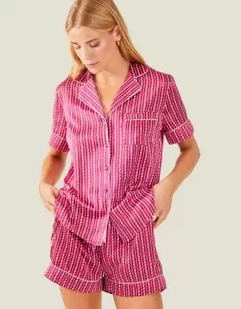 Accessorize Womens Candycane Short Pyjama Set Pink, Size: M