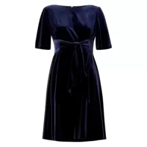 Adrianna Papell Velvet Tie Front A-Line Dress - Blue
