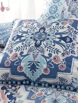 Catherine Lansfield Boho Patchwork Filled Cushion 45X45 In Blue