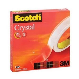 Scotch Crystal 600 19mm x 66m High Clarity Long-life Hand-Tearable Adhesive Tape Clear