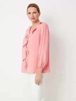 Wallis Ruffle Front Blouse - Pink, Size 8, Women