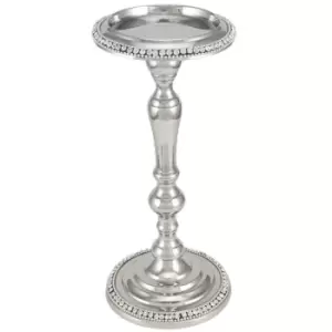 Antique - Traditional Metal Decorative Single Candle Holder - Silver - Nickel