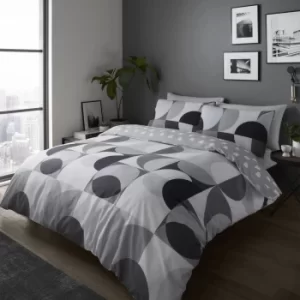 Catherine Lansfield Sirkel Geo Monochrome Duvet Cover and Pillowcase Set Black and white