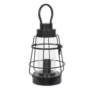 Black Metal & Clear Glass Oil Lantern Effect Table Lamp