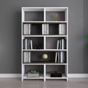 Poyraz 5-tier Bookcase Bookshelf Shelving Unit - White Walnut - Decorotika