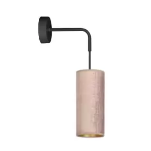 Bente Black Wall Lamp with Shade with Pink Fabric Shades, 1x E14