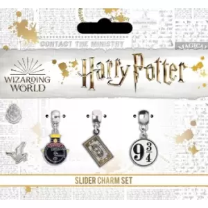 Harry Potter Silver Plated Charm Set - Hogwart's Express /Train Ticket/Platform 9 3/4
