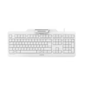CHERRY Secure Board 1.0 USB Keyboard German, QWERTZ White, Grey Chip card reader