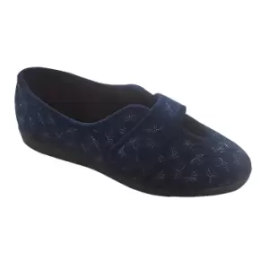 Sleepers Womens/Ladies Ivy Floral V Throat Touch Fastening Slippers (6 UK) (Navy Blue)