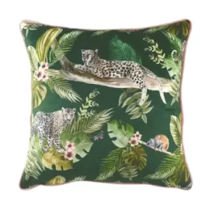 Evans Lichfield Jungle Leopard Cushion Cover (One Size) (Green)