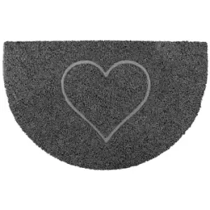 Heart Half Moon Doormat in Grey
