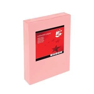 5 Star A4 Coloured Copier Paper Multifunctional Ream wrapped 80gsm Salmon Pack of 500 Sheets