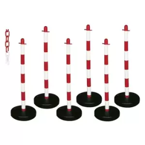 Barrier Kit - 6 Posts, 6mm Chain, Square Rubber Base, White