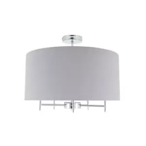 Percallo Elegant 5-Bulb Large Linen Shade Ceiling Light Silver/Grey