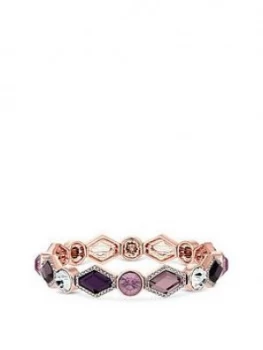 Mood Rose Gold Plated Pink And Purple Crystal Stretch Bracelet