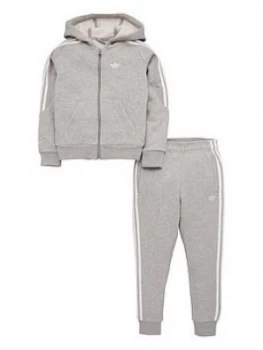 Adidas Originals Little Kids Outline Hoodie Tracksuit - Grey/White