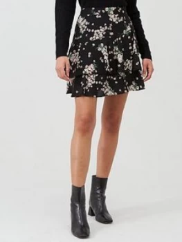 Oasis Dandelion Flippy Skirt - Black, Multi Black, Size 16, Women
