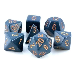 Chessex Opaque Poly 7 Dice Set: Dusty Blue/Copper