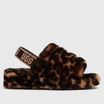 UGG Black & Brown Fluff Yeah Panther Slippers