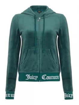 Juicy Black Label Velour Jacquard Robertson Jacket With Hem Logo Dark Green