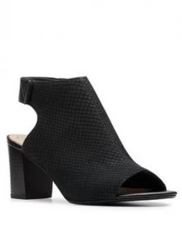 Clarks Deva Bell Leather Peep Toe Sandal - Black, Size 7, Women
