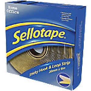 Sellotape Sticky Hook and Loop Strip Self Permanent White & Yellow 6m