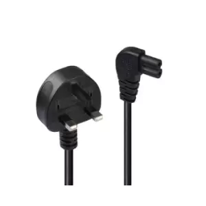 Lindy 0.5m UK 3 Pin Plug to Right Angled IEC C7 mains power Cable Black