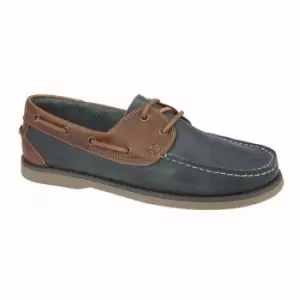 Rdek Mens Leather Boat Shoes (7 UK) (Navy/Tan)