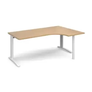 Office Desk Right Hand Corner Desk 1800mm Oak Top With White Frame 1200mm Depth TR10 TBER18WO