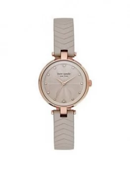 Kate Spade New York Kate Spade Grey And Rose Gold Detail Dial Grey Leather Strap Ladies Watch