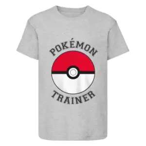 Pokemon Girls Trainer Pokeball T-Shirt (3-4 Years) (Grey Heather)