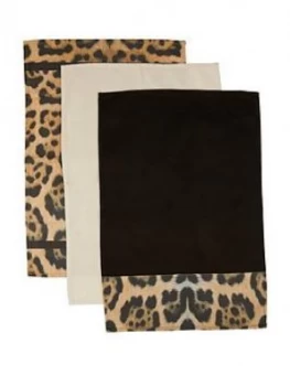 Premier Housewares Leopard Tea Towels ; Set Of 3