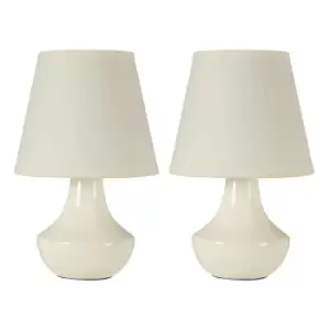 Interiors by PH Ceramic Table Lamps Set of 2, Cream