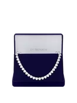 Jon Richard Rhodium Plated Cubic Zirconia Heart Allway Necklace - Gift Boxed, Silver, Women