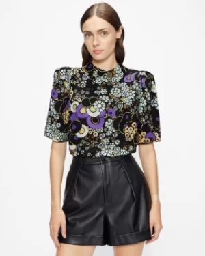 Ted Baker Exaggerated Shoulder Floral Top
