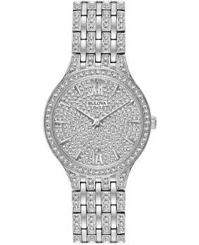 Bulova Crystal Silver Dial Stainless Steel Womens Watch 96L243 96L243
