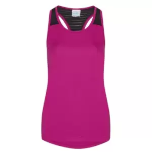 AWDis Just Cool Womens/Ladies Girlie Smooth Workout Sleeveless Vest (S) (Hot Pink)