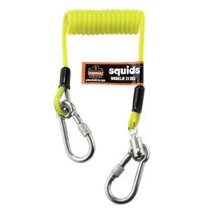 Ergodyne Squids 3130S Coiled Cable Lanyard Small Yellow EY3130S
