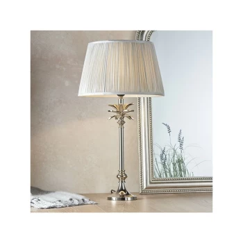 Endon Lighting Leaf & Freya - Table Lamp Polished Nickel Plate & Silver Silk 1 Light IP20 - E27
