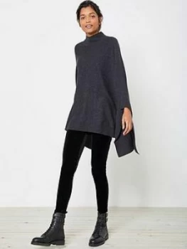 Mint Velvet Knitted Poncho - Charcoal