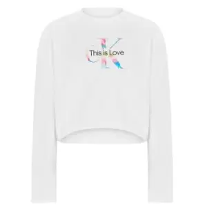 CALVIN KLEIN JEANS Girls Pride Monogram Sweatshirt - White