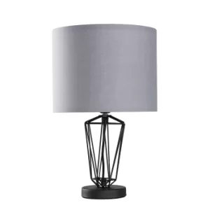 Value Essentials Hendrix Black Table Lamp with Grey Shade
