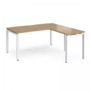 Adapt desk 1600mm x 800mm with 800mm return desk - white frame and oak