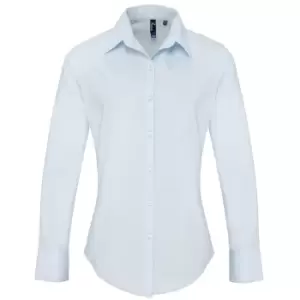 Premier Womens/Ladies Supreme Heavy Poplin Long Sleeve Work Shirt (8) (Light Blue)