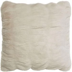 Hotel Collection Ruched Faux Fur Cushion - Cream