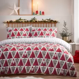 Christmas Hide and Seek Santa Print Reversible Duvet Cover Set, Red, Junior - Furn