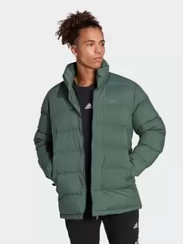 adidas Helionic Mid-length Down Jacket, Green, Size XL, Men