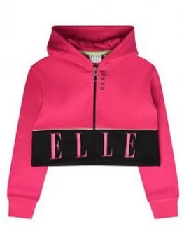 Elle Girls Cropped Logo Hoodie - Pink, Size Age: 8-9 Years, Women